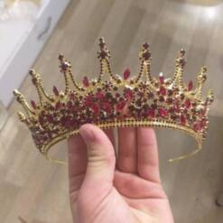 bridal crystal tiara rhinestone wedding diamante gold crown