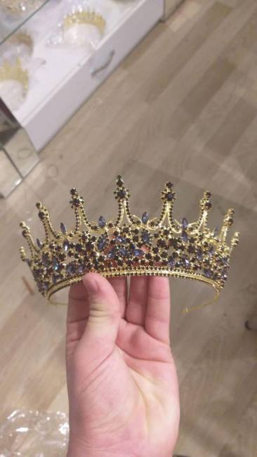 Bridal tiara crystal rhinestone wedding diamante gold crown