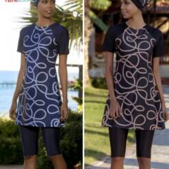costume da bagno semi-modesto da donna - costume da bagno a maniche corte in lycra 20s452 38-46