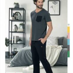 Ensemble deux pièces en coton doux et confortable pour hommes, tenue décontractée, chemise à manches courtes et pantalon, 4618 s à xl