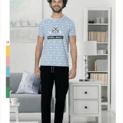 men soft cotton comfortable two piece casual outfit set short sleeve shirt pants 4607  s - xl