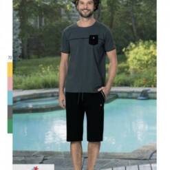men soft cotton comfortable two piece casual outfit set short sleeve shirt pants 4613 s - xl