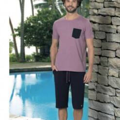 ست مردانه نرم و نخی راحت دو تکه شلوار پیراهن آستین کوتاه 4613 s - xl