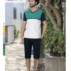 Conjunto de traje informal de dos piezas cómodo de algodón suave para hombre, camisa de manga corta, pantalones 4621 s - xl