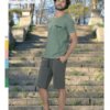 Bequemes zweiteiliges Freizeit-Outfit-Set für Herren aus weicher Baumwolle mit kurzen Ärmeln, Hemd und Hose 4621 S - XL