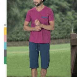 erkek yumuşak pamuklu rahat iki parçalı gündelik kıyafet takımı kısa kollu gömlek pantolon 4621 s - xl