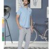men soft cotton comfortable two piece casual outfit set short sleeve shirt pants 4628 s - xl