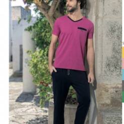 men soft cotton comfortable two piece casual outfit set short sleeve shirt pants 4620 s - xl