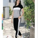 Women Ladies Comfortable Stylish Training Suit Short Sleeve Shirt Long Pants 3603  S-XL
