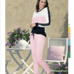 mujer damas cómodo elegante traje de entrenamiento camisa de manga larga pantalones largos 3603 s-xl