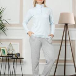 Women'S Zipper Front Pajamas 2471Uk Aly Size M-Xxl 2 From Turkey women comfy soft sleepwear 2470uk aly size m-xxl