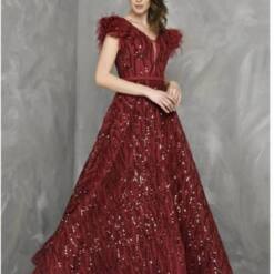 woman wholesale glamour modern short sleeve dress red color fv 109