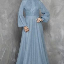 woman wholesale glamour dress long sleeve baby blue color 100