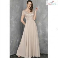 Woman Wholesale Glamour Tulle Dress Long Sleeve Ivory Color Fv 103