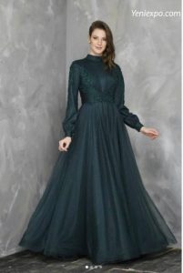 Woman Wholesale Glamour Classic Long Sleeve Dress Dark Green Color Fv 106