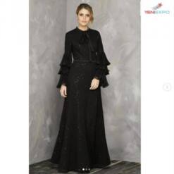 woman wholesale glamour dress long sleeve baby blue color 100
