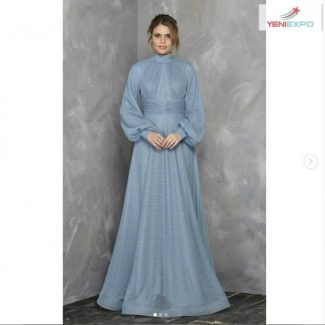 Woman Wholesale Glamour Dress Long Sleeve Baby Blue Color 100...