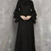 Vestido negro clásico elegante de manga larga con lentejuelas para mujer, modelo Fv 107 4, venta al por mayor desde Turquía. mujer al por mayor clásico chic manga larga lentejuelas vestido negro fv 107