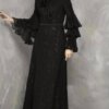 Vestido negro clásico elegante de manga larga con lentejuelas para mujer, modelo Fv 107 3, venta al por mayor desde Turquía. mujer al por mayor clásico chic manga larga lentejuelas vestido negro fv 107