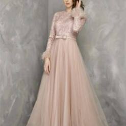 Woman Wholesale Glamour Tulle Dress Long Sleeve Dark Ivory Color Fv 105 8 From Turkey woman wholesale glamour tulle dress long sleeve dark ivory color fv 105