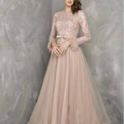 Woman Wholesale Glamour Tulle Dress Long Sleeve Dark Ivory Color Fv 105 7 From Turkey woman wholesale glamour tulle dress long sleeve dark ivory color fv 105