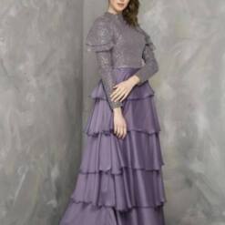 Woman Wholesale Glamour Luxury Layered Dress Long Sleeve Purple Color Fv 109 5 From Turkey woman wholesale classic chic long sleeve sequins black dress fv 107