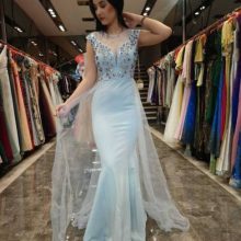 a-line off-the-shoulder sweep train prom evening dresses wholesale