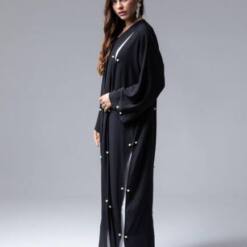 Fashionable Ganj Pearl Detailed Blue Abaya A237220Bl 28 From Turkey luxurious ganj pearl detailed green abaya a237220gr