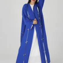 Fashionable GANJ Pearl Detailed Blue Abaya A237220BL