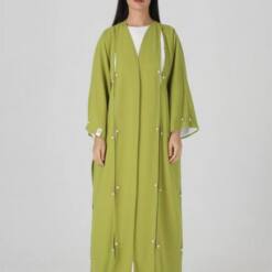 Fashionable Ganj Pearl Detailed Blue Abaya A237220Bl 25 From Turkey luxurious ganj pearl detailed green abaya a237220gr
