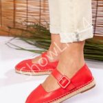 ShowLife Red Women Sandals Leather Upper Casual Shoes Sneakers