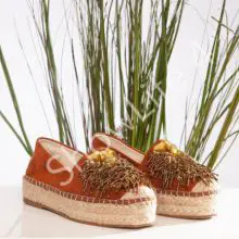 ShowLife Natural Suede Slip On Decorated Espadrilles Women Flats