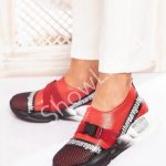 ShowLife Red Summer Walking Women Shoes Sneakers Buckle Casua