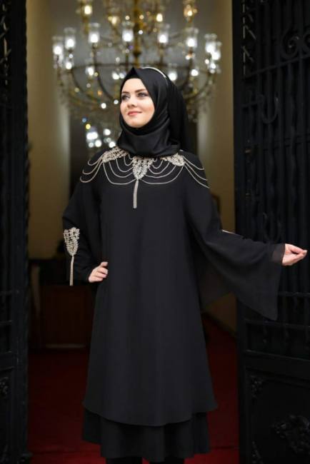 elegant two piece modest dresses muslim latest 4614