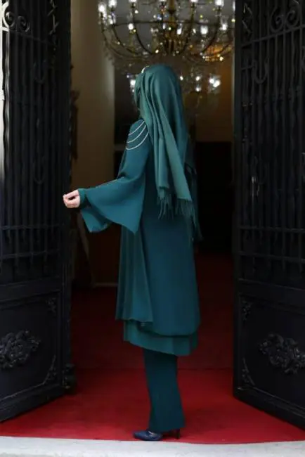 elegant two piece modest dresses muslim latest 4614