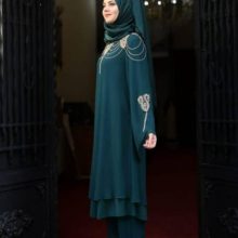 τελευταία κομψά, μέτρια φορέματα δύο τεμαχίων για μουσουλμάνες - στυλ 4614