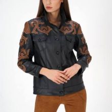 时尚皮夹克时尚休闲黑色和棕色现代新款 marie mcgrath 2006