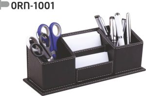 promotional artificial leather table top office set orn-1001