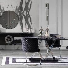 conjunto de jantar verace móveis modernos elegantes preto 9 peças