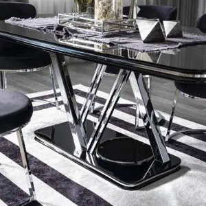 versace dining set furniture modern stylish black 9 pieces