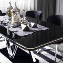 conjunto de jantar verace móveis modernos elegantes preto 9 peças