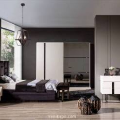set di mobili per letto matrimoniale stil moderno fantastico nero 4 unità