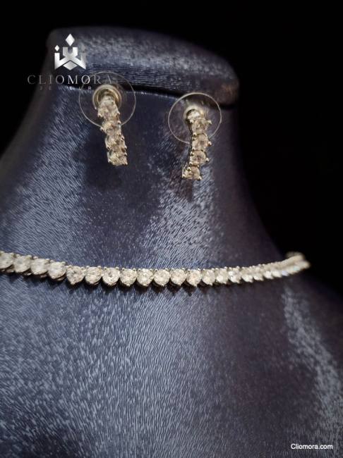 terrific cliomora diamond necklace & earrings set cz cubic zirconia zks59