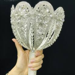 adela luxurious cubic zirconia bridal bouquet holder - zh01