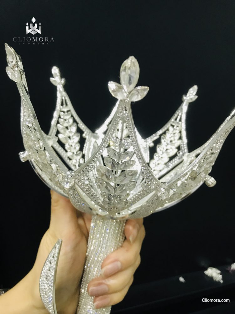 Elena Royal Sparkling Bridal Bouquet Holder Cubic Zirconia - ZH06