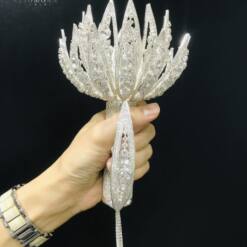 adela luxurious cubic zirconia bridal bouquet holder - zh01