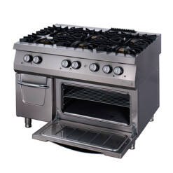 unités de cuisson à gaz professionnelles 4, 6 feux ouverts et four pour restaurants