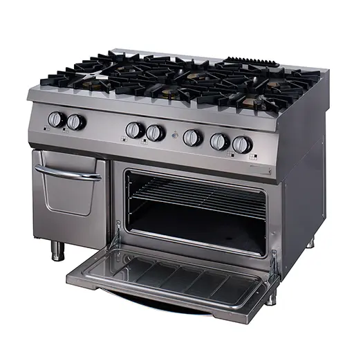 commercial gas cooking units 4, 6 open burners and oven for restaurants