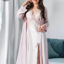 Plus Size Long Satin Nightgowns and Robes Images Women Silky Soft 007 S – XL