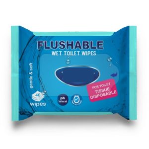 Flushable Toilet Wet Wipes 40 Count Per Pack 100% Pure Water NEW